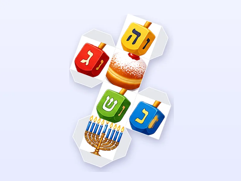 קובייה עם תמונות לחיתוך וקיפול — פריסה מוכנה להדפסה